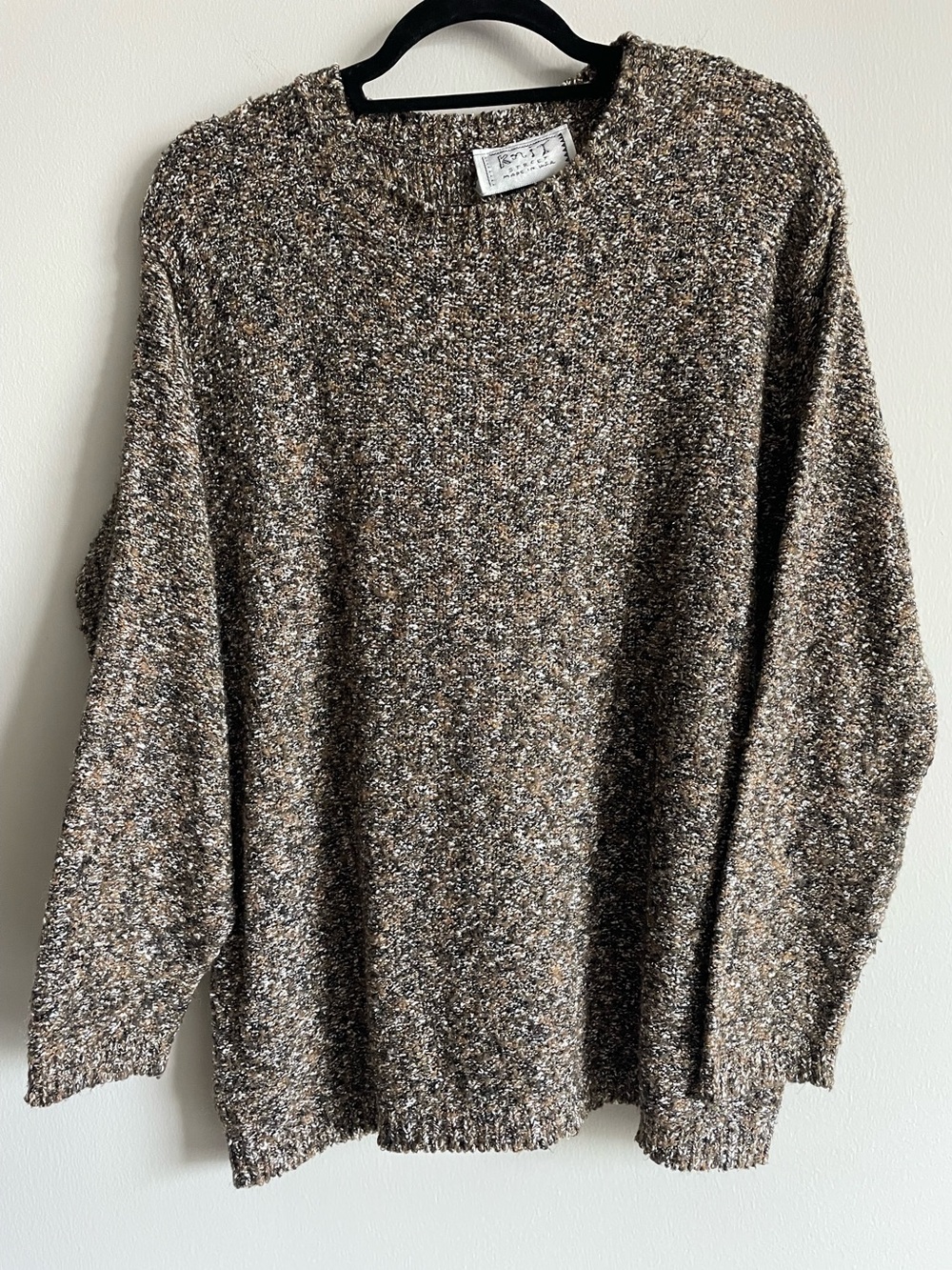 Vintage 90s Knit Street Crewneck Sweater Brown Textured Lightweight Coastal M